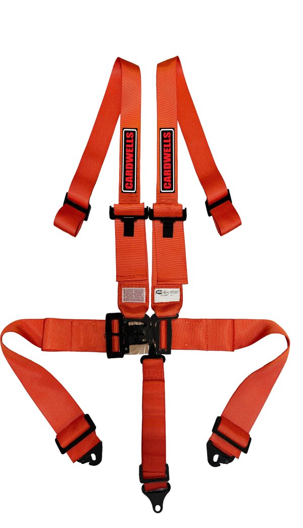 CARDWELLS 2"/3" HANS 5PT LEVER LATCH HARNESS SFI - ORANGE