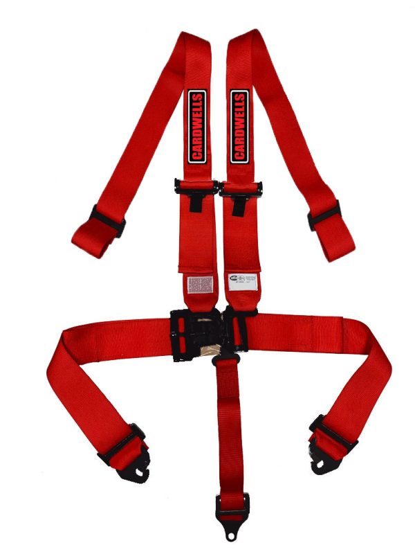 CARDWELLS 2"/3" HANS 5PT LEVER LATCH HARNESS SFI - RED